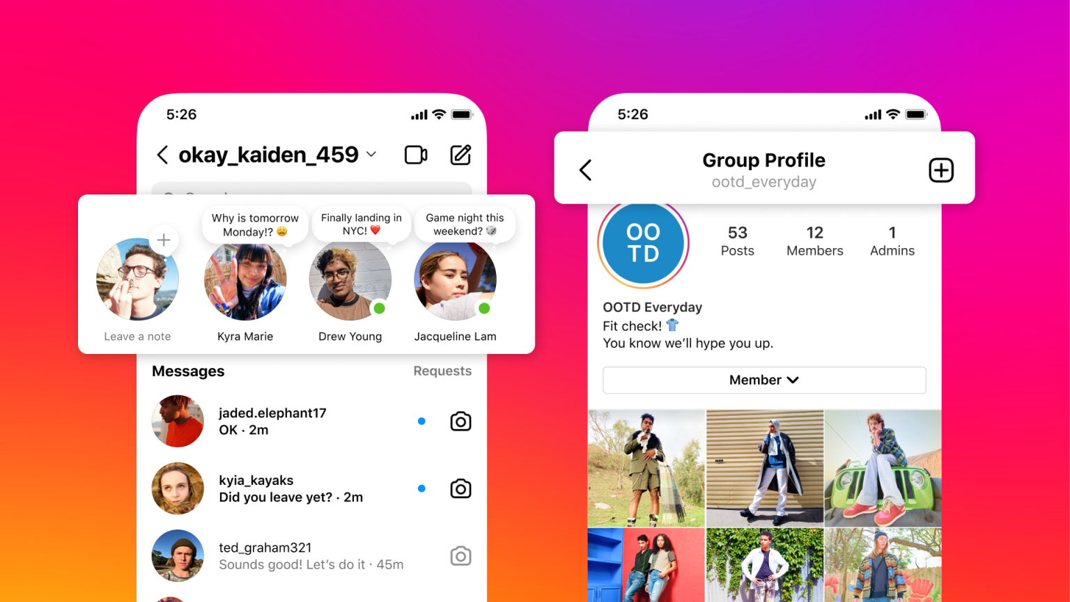 New Features on Instagram Announced: Notes, Group Profiles and More